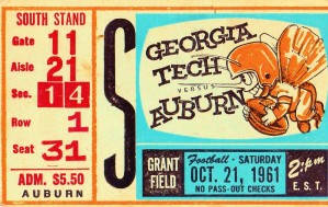 1961 Georgia Tech Football Ticket Stub Print Row One Brand College